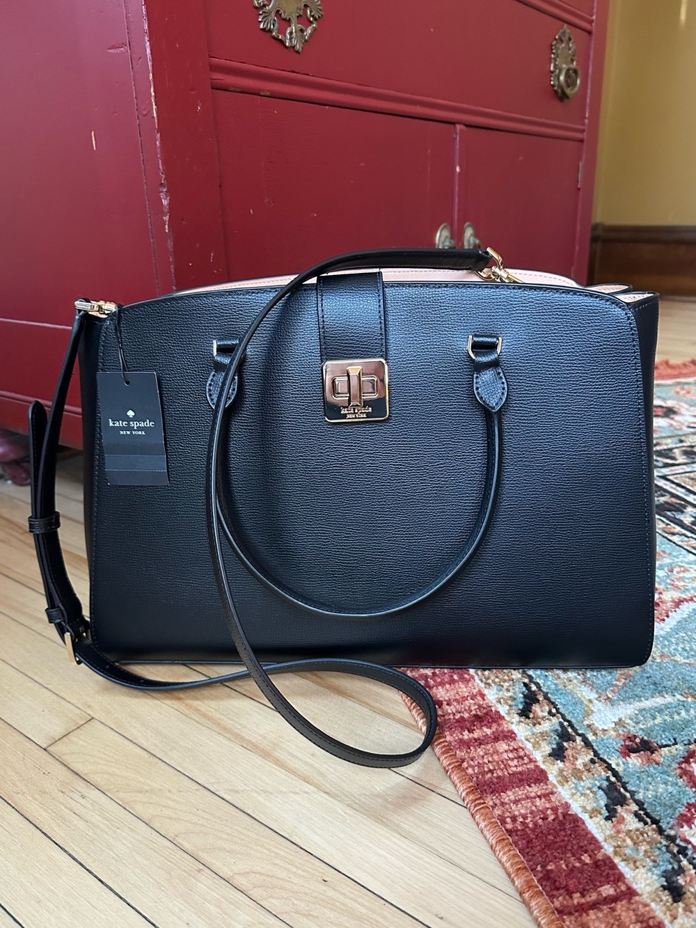 Kate Spade Black Leather Dome Crossbody Satchel - Black With Gold Hardware, NWT